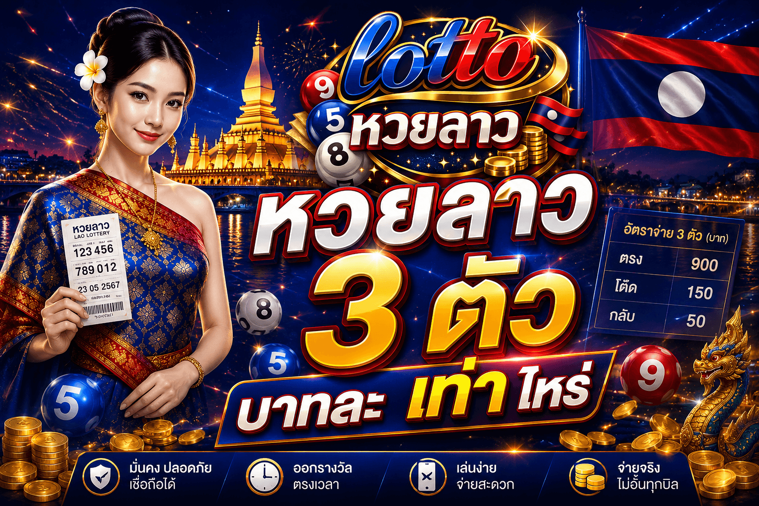 หวยลาว 3 ตัว บาทละ เท่า ไหร่